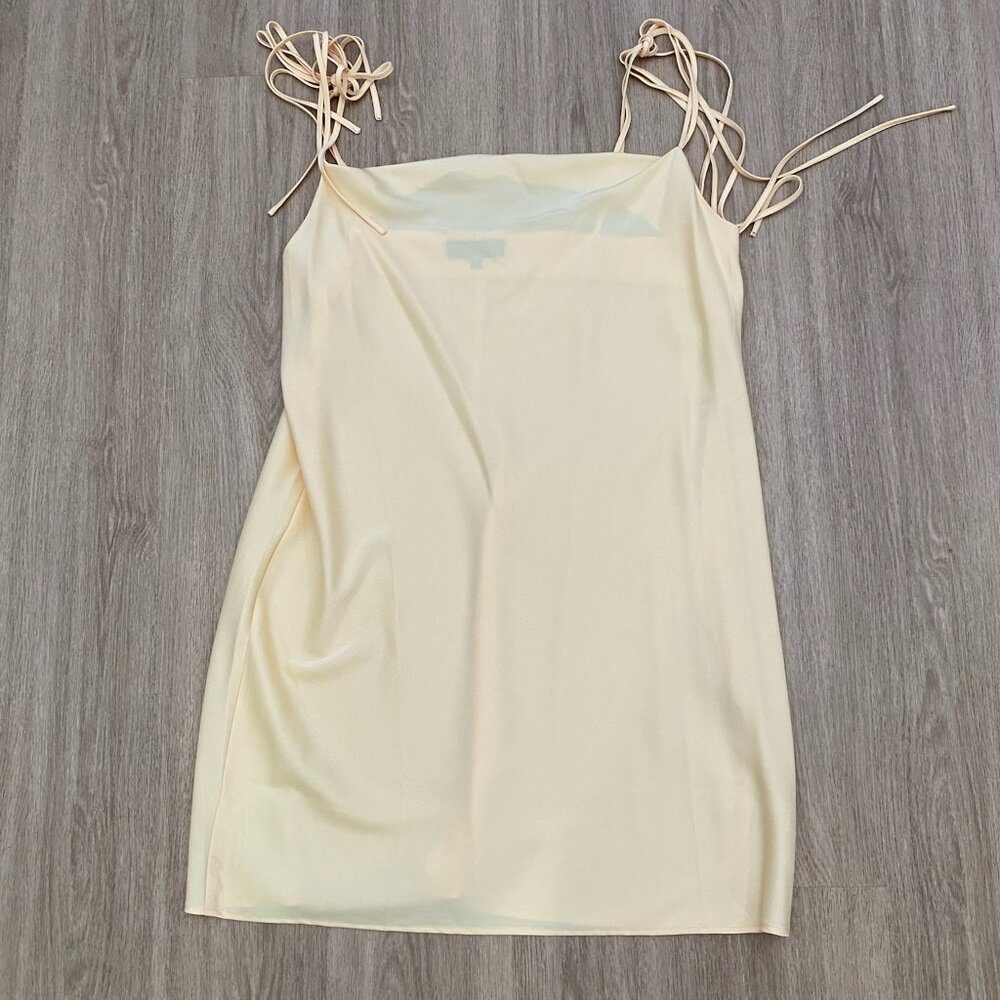 Eloquii Satin Mini Cowl Neck Mini Slip Dress Sleeveless Yellow Womens Size 16